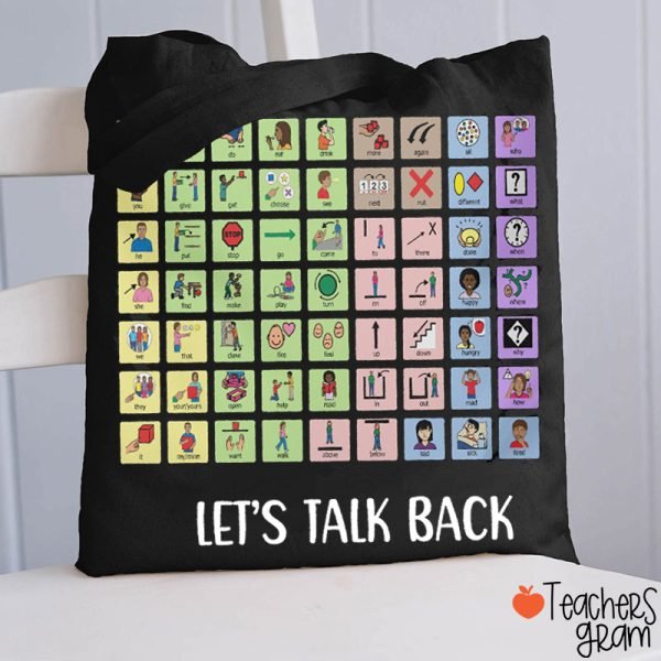 Let's Talk Back AAC Teacher Tote Bag - Image 3