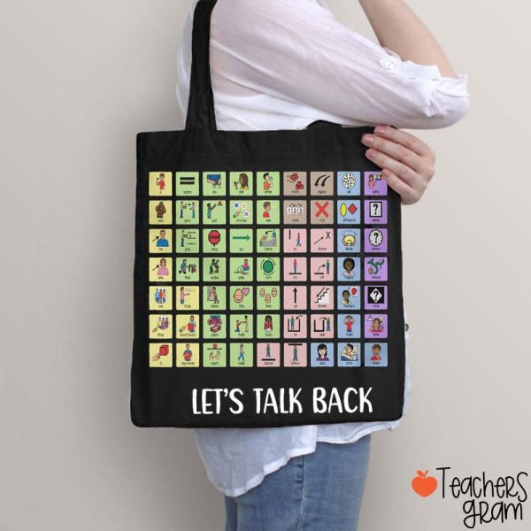 Let's Talk Back AAC Teacher Tote Bag - Image 4