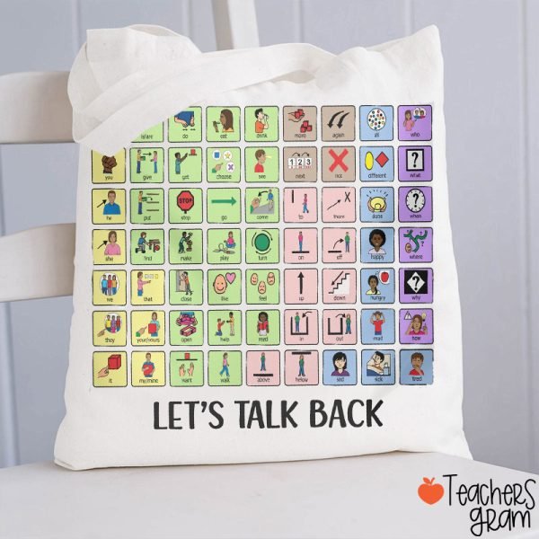 Let's Talk Back AAC Teacher Tote Bag - Image 2