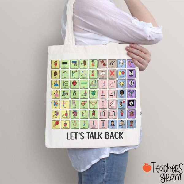 Let's Talk Back AAC Teacher Tote Bag - Image 5