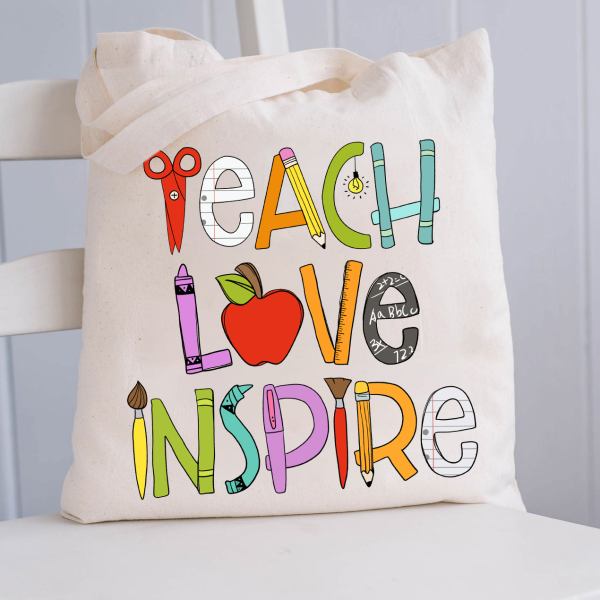 Teach Love Inspire Teacher Tote Bag - Image 3